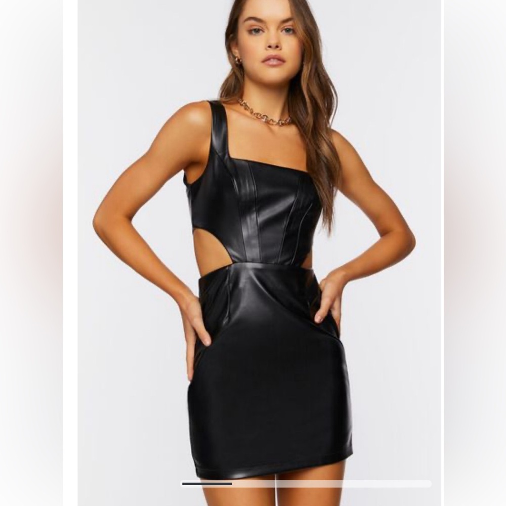 NWT Forever 21 Faux Leather Cutout Mini Dress